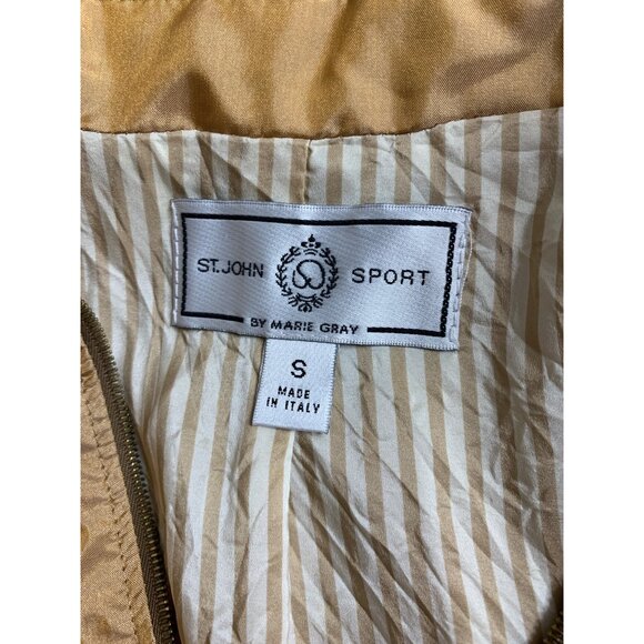 VTG St. John Sport Women's Gold Jacket Small Zip Italy Pockets Lined GUC 7346 - Picture 4 of 12